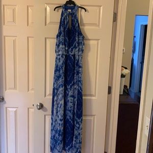 Long Tie Dye Keyhole Maxi Dress
